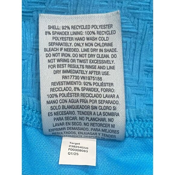 Shade And Shore Bikini Top 36B Cheeky Bottom Large Jacquard Textured Blue NWT - Picture 12 of 13